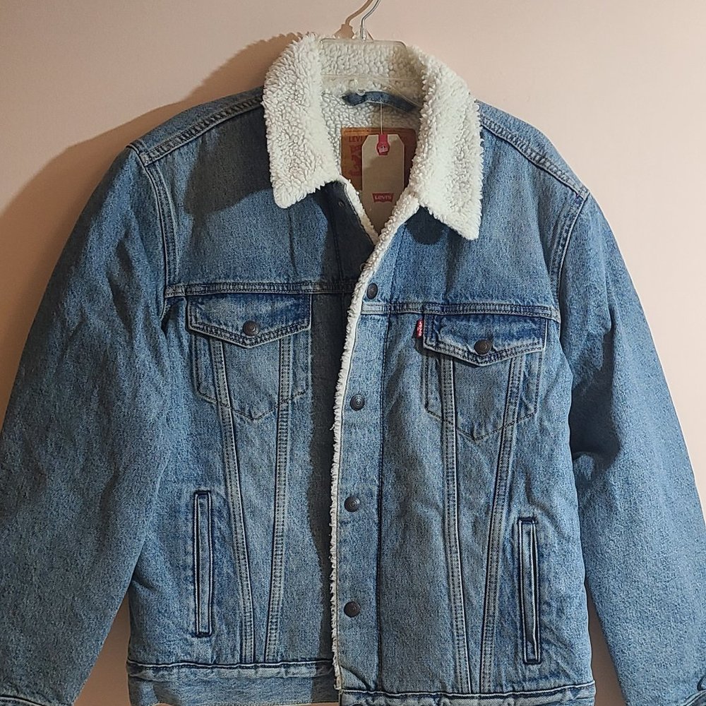 NWT Levis Denim Sherpa Jacket MSRP 98 Men Size Large Vintage